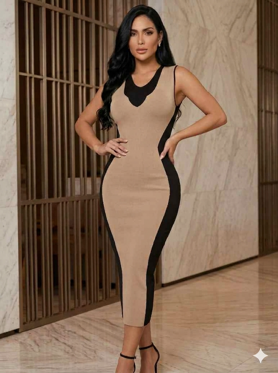 Vestido Tejido de Silueta beige (U) 